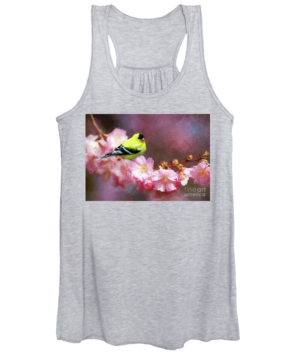 Goldfinch Women's Tank Top featuring the painting Spring Goldfinch by Tina LeCour