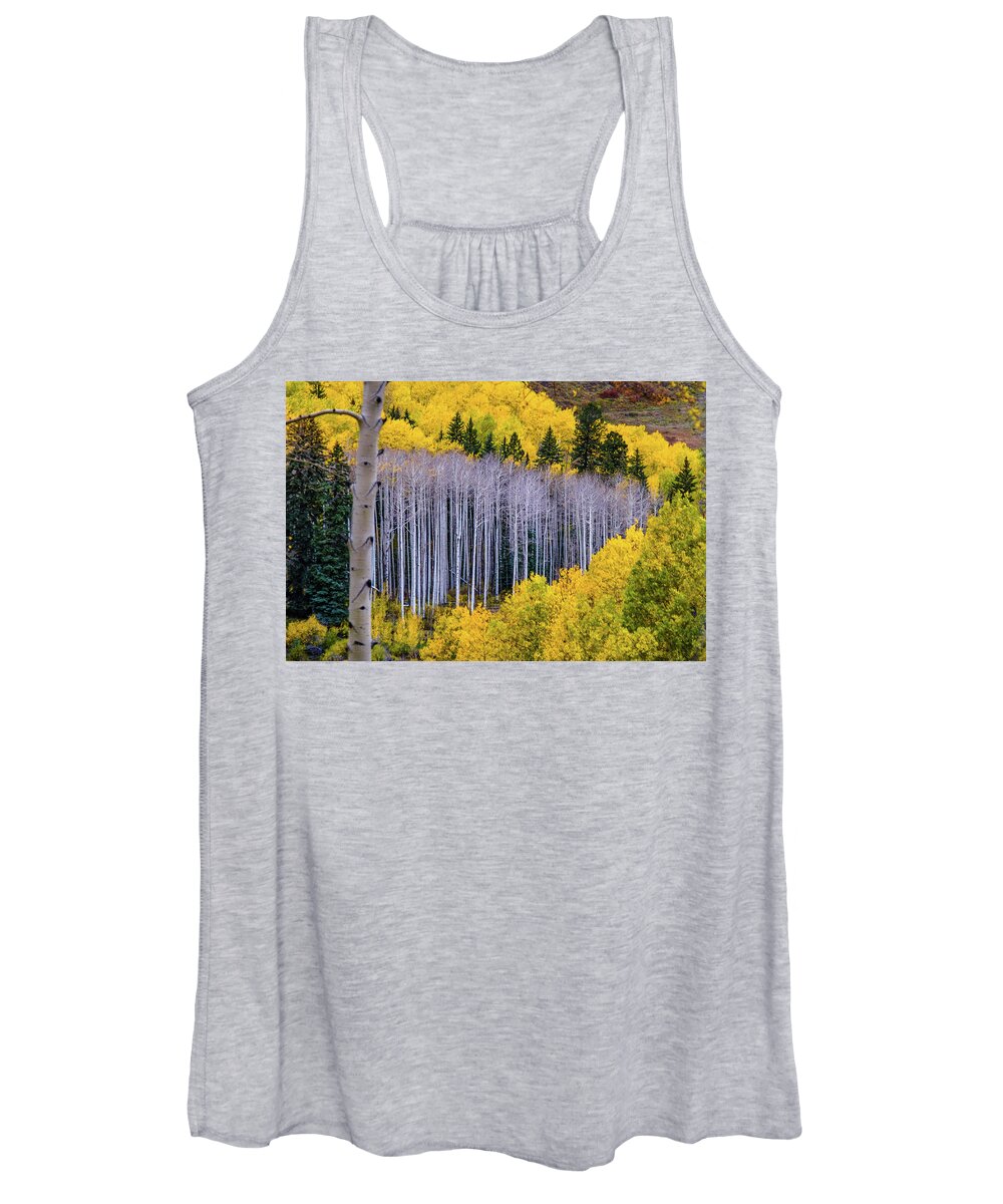 Aspens Women's Tank Top featuring the photograph Standing Naked by Johnny Boyd