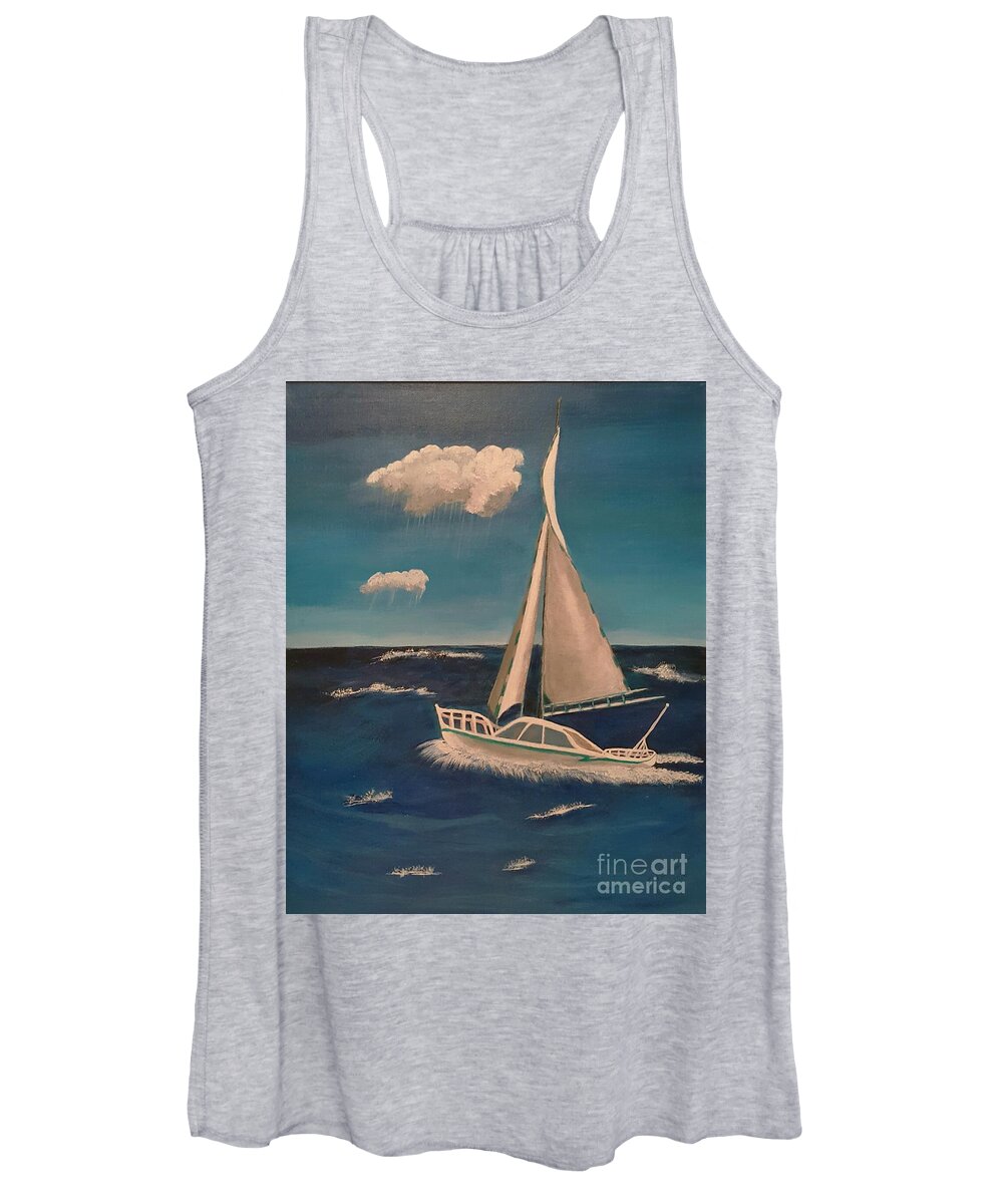 Ocean Women's Tank Top featuring the painting Stormy Sailing by Elizabeth Mauldin