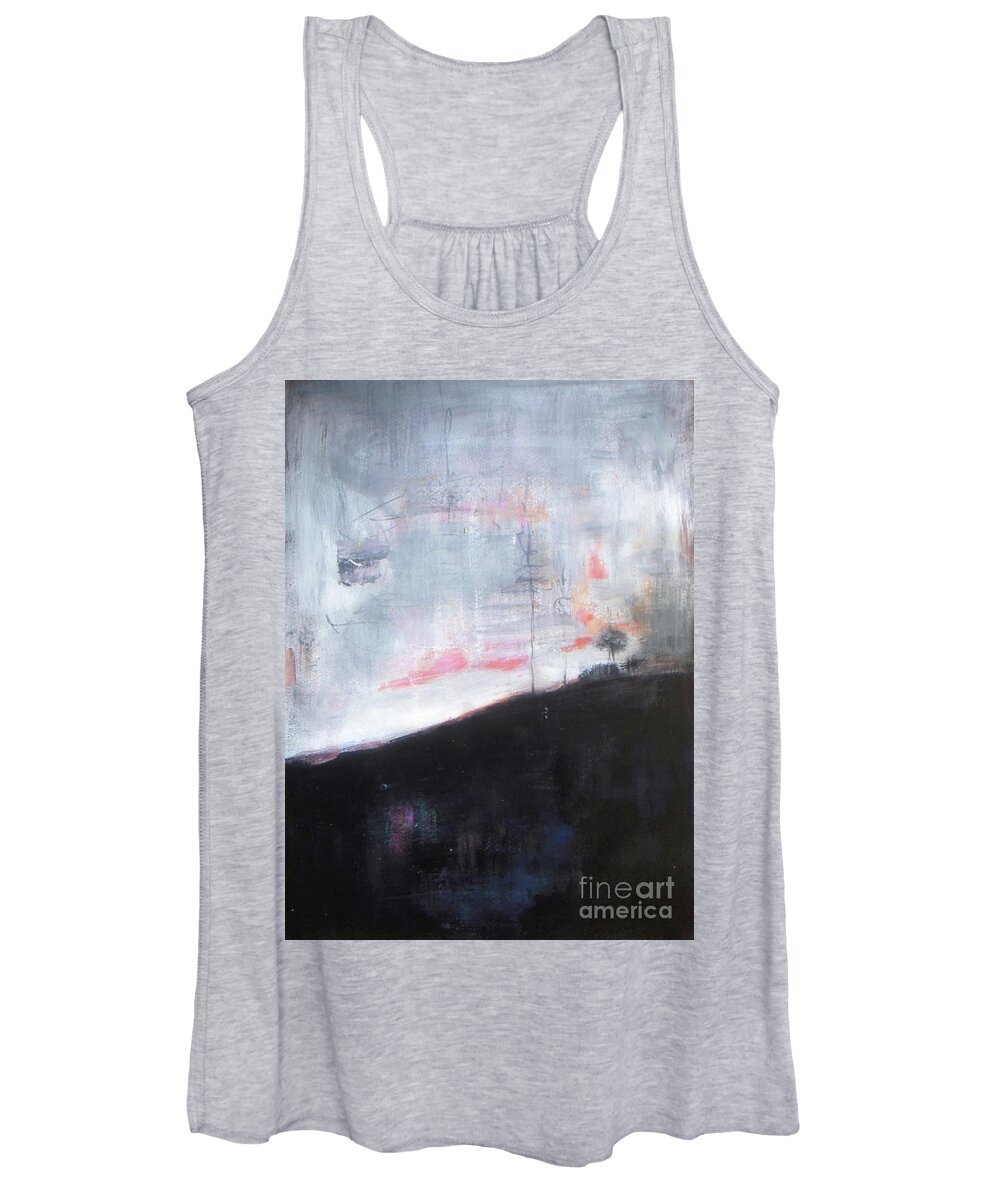 Abstract Landscape Women's Tank Top featuring the painting Suburbs Dawn by Vesna Antic