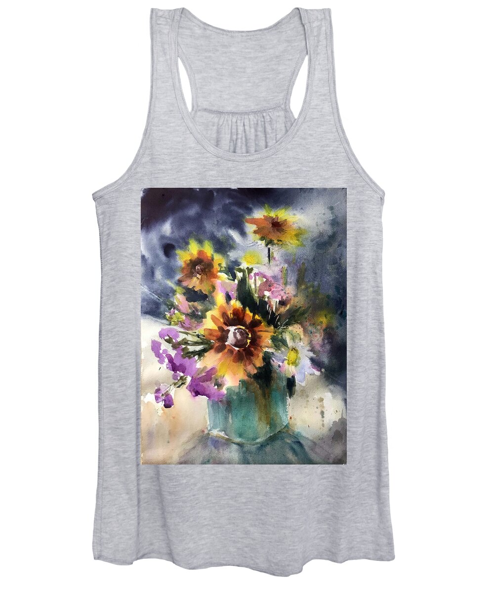 Flower Women's Tank Top featuring the painting Summer Floral by Judith Levins