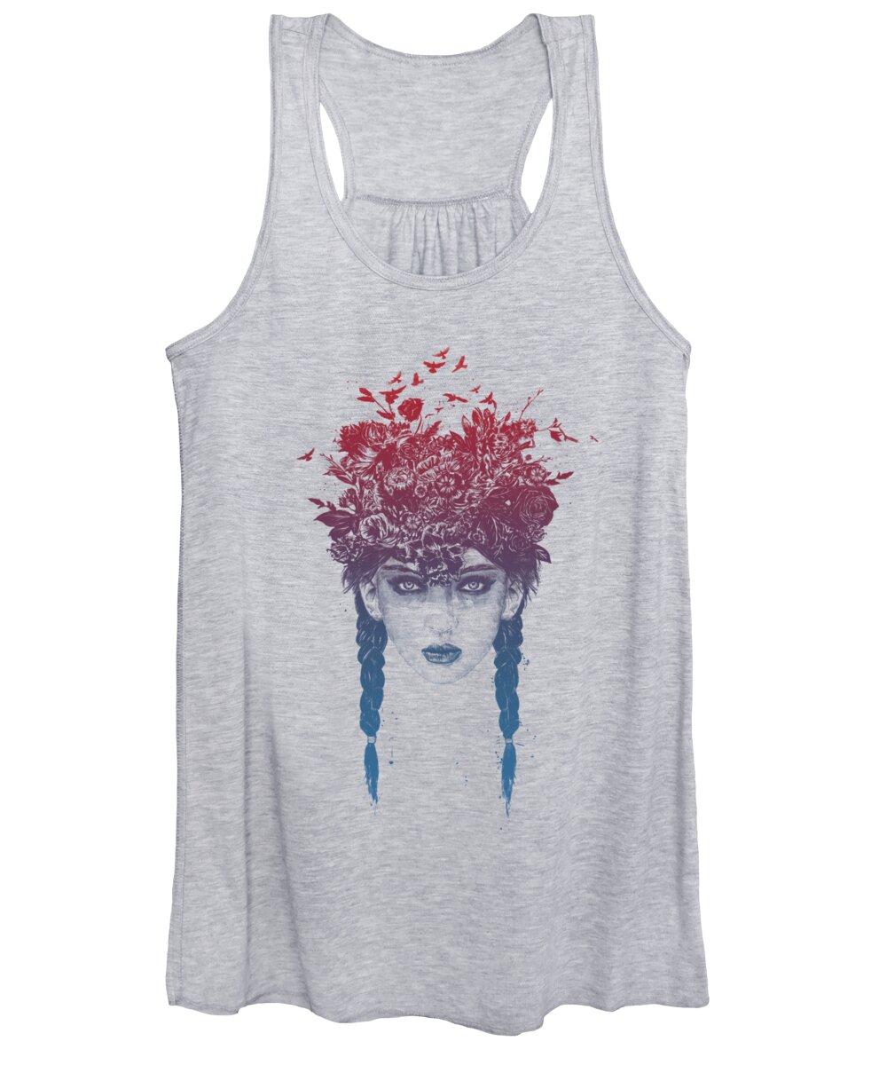 Girl Women's Tank Top featuring the mixed media Summer Queen by Balazs Solti