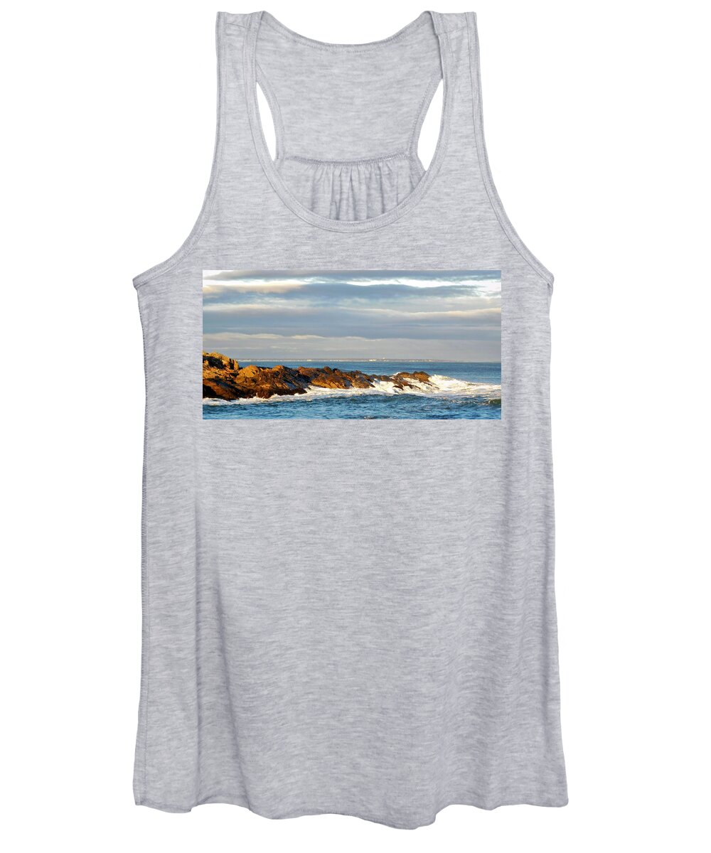 Sea Women's Tank Top featuring the photograph - sunset at Perkins Cove, ME by THERESA Nye