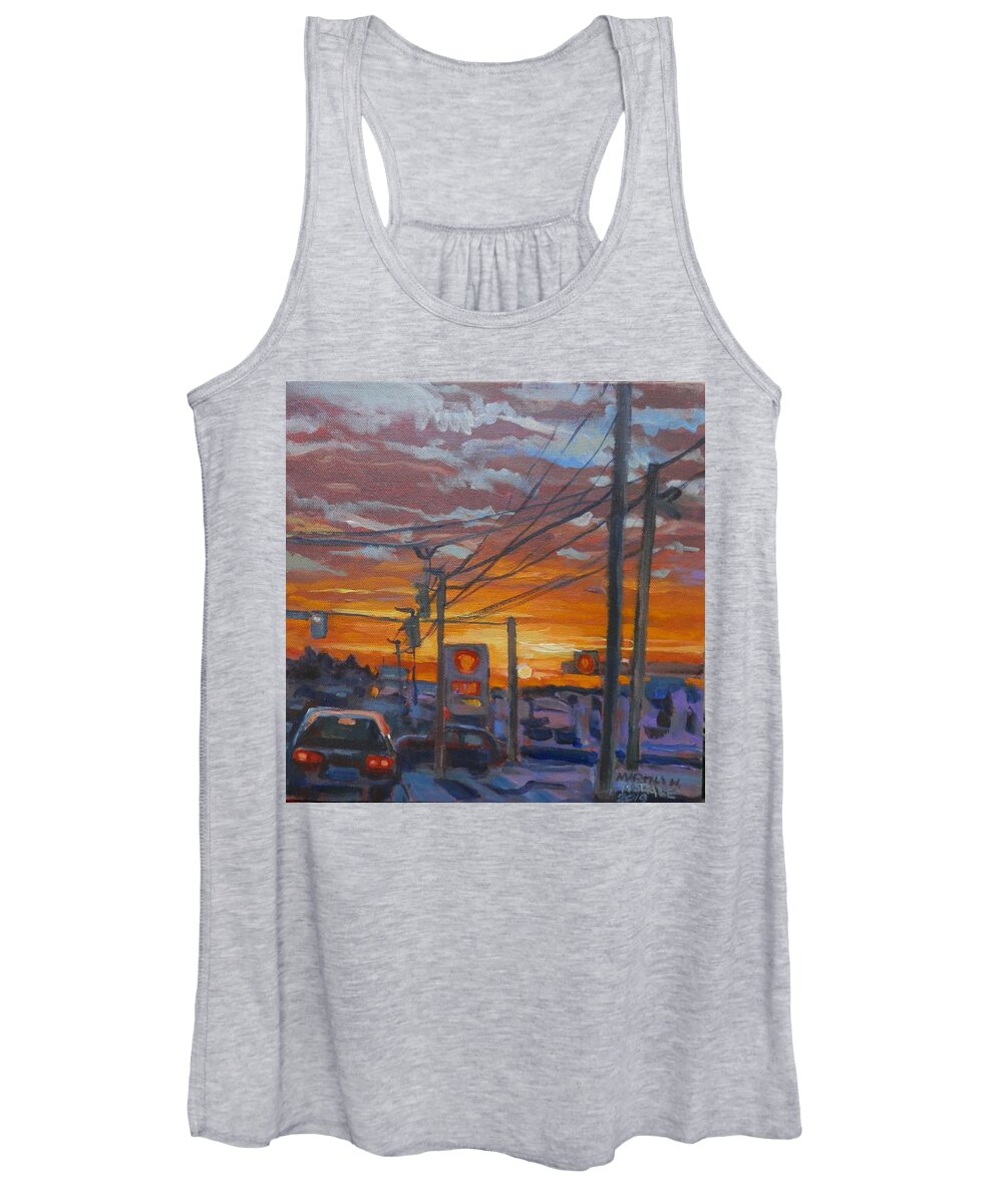 Sunset Women's Tank Top featuring the painting Sunset on Gray Hiway by Martha Tisdale