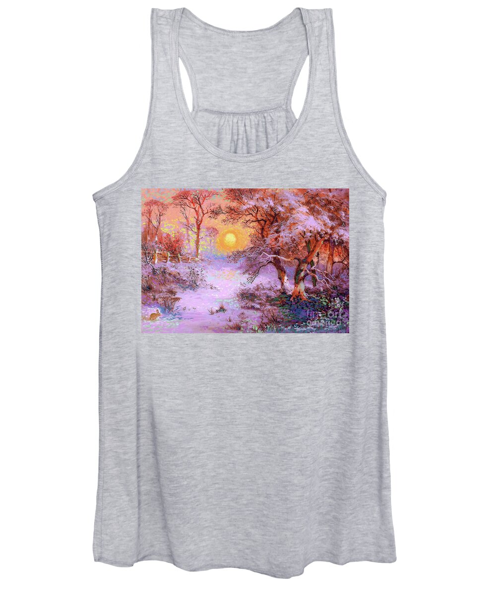 Tree Women's Tank Top featuring the painting Sunset Snow by Jane Small