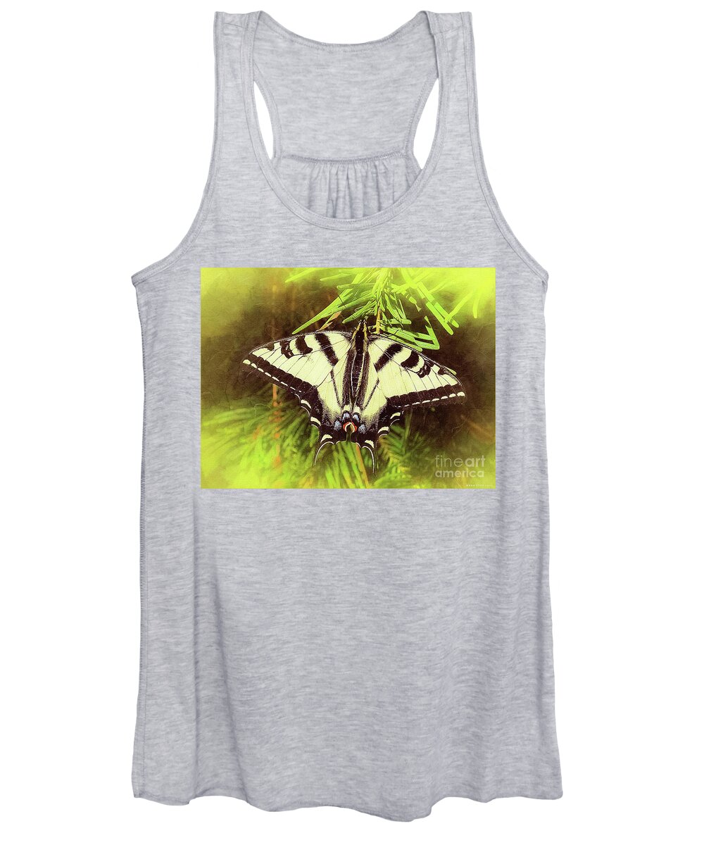 Mona Stut Women's Tank Top featuring the digital art Tiger Swallow Tail Papilio Natural Habitat by Mona Stut