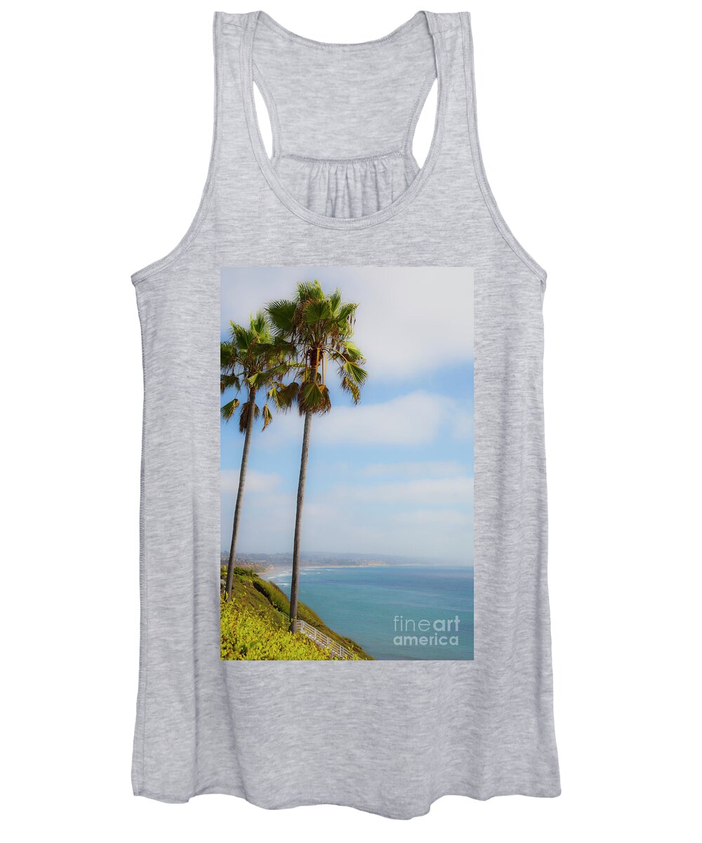 Surfer Art Women's Tank Top featuring the photograph Twin Palms over Pacific by Catherine Walters