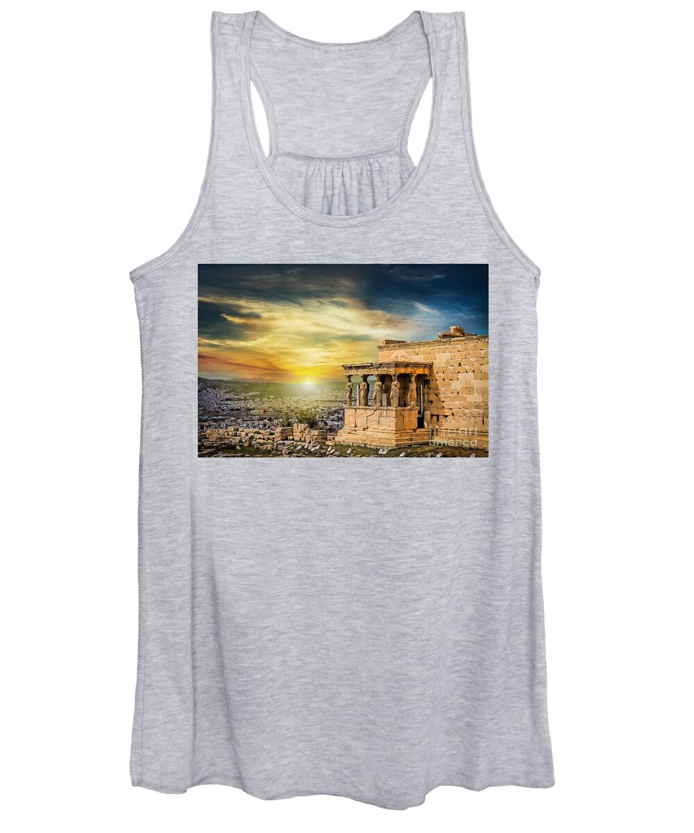 World Heritage Women's Tank Top featuring the photograph The Caryatids of Acropolis in Athens, Greece by Stefano Senise