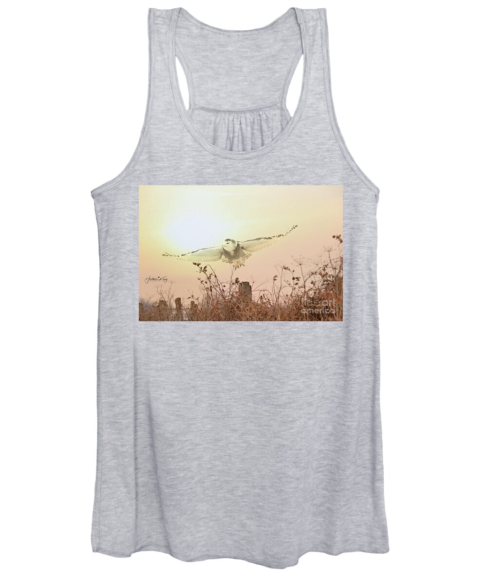 Animal Women's Tank Top featuring the photograph The elegance of the snowy owl by Heather King
