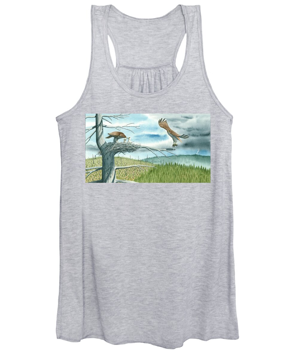 Red Tail Hawk Women's Tank Top featuring the painting The Hawk nest by Timothy Livingston