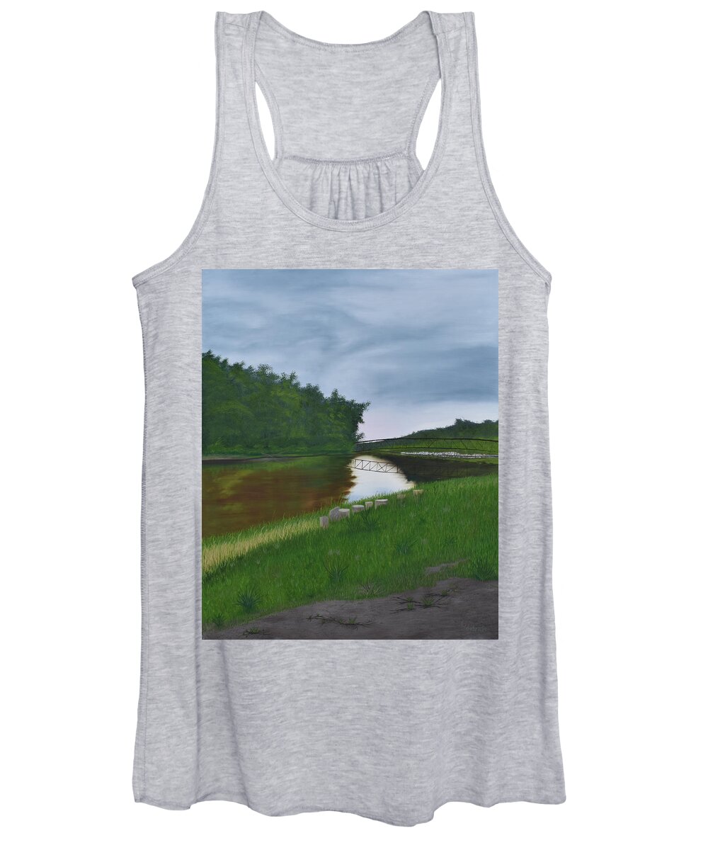 Landscape Women's Tank Top featuring the painting The Mighty Red by Gabrielle Munoz