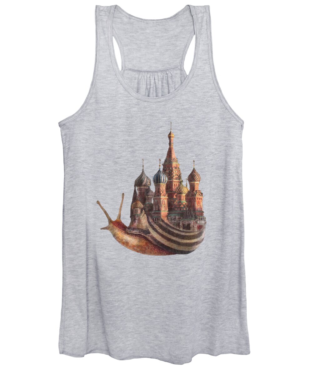 Snail Women's Tank Top featuring the drawing The Snail's Daydream by Eric Fan
