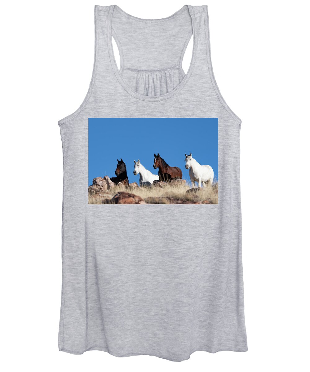 Wild Horses Women's Tank Top featuring the photograph The Watchers by Mary Hone