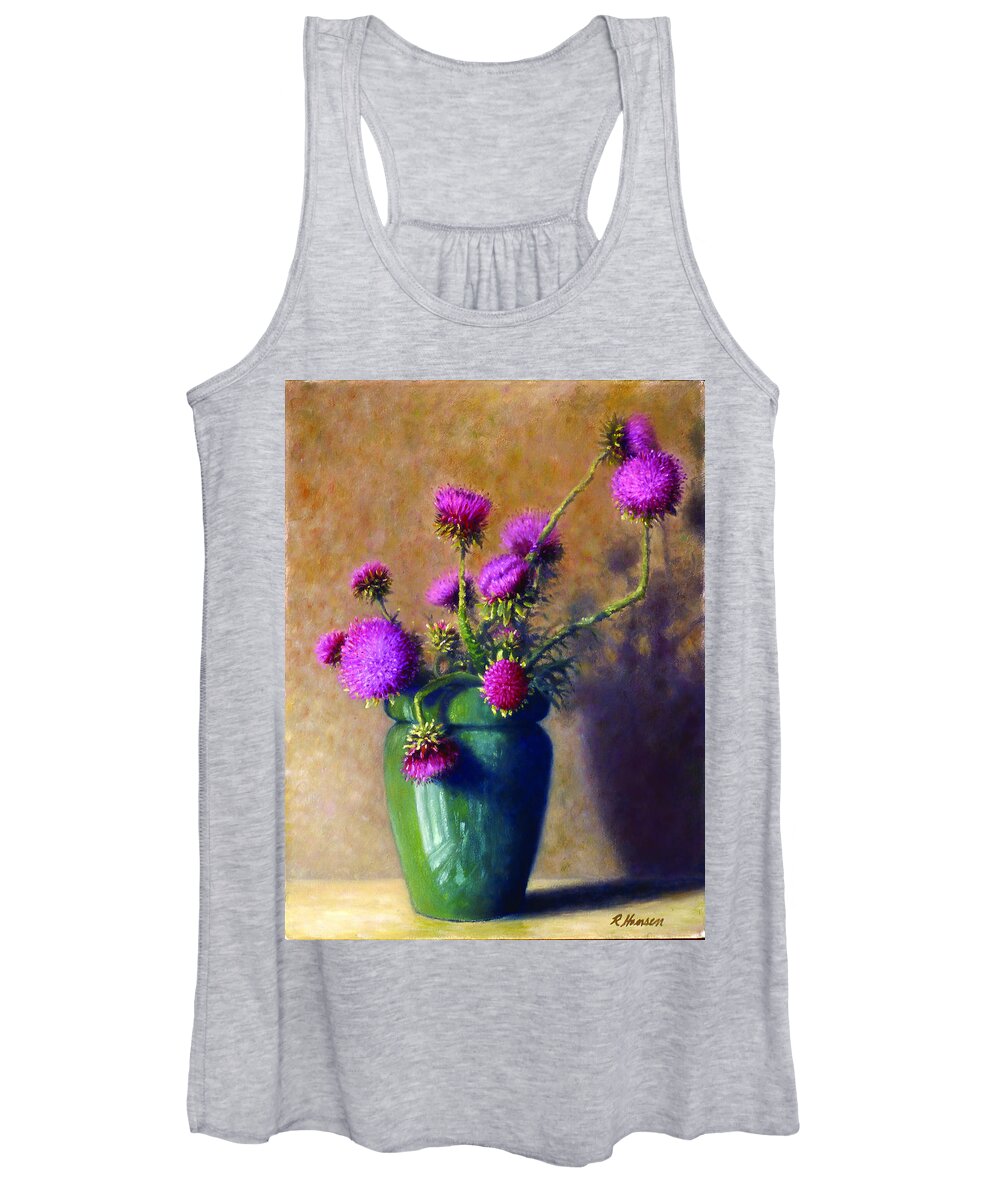 Still Life Women's Tank Top featuring the painting Thistles by Rick Hansen