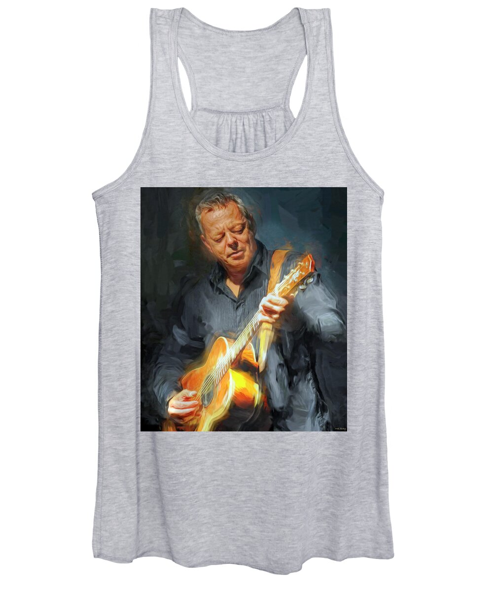 Tommy Emmanuel Women's Tank Top featuring the mixed media Tommy Emmanuel by Mal Bray