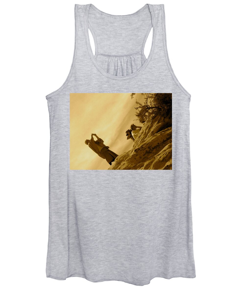 Nevada Women's Tank Top featuring the photograph Tourists at Red Rock Canyon by Debra Grace Addison