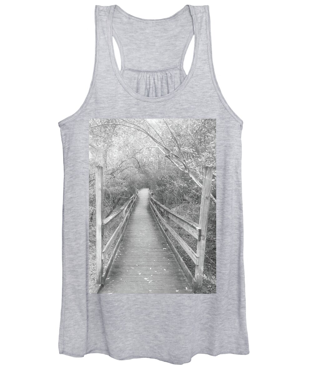 Landscape Women's Tank Top featuring the photograph Trail Bridge by Kelly Thackeray