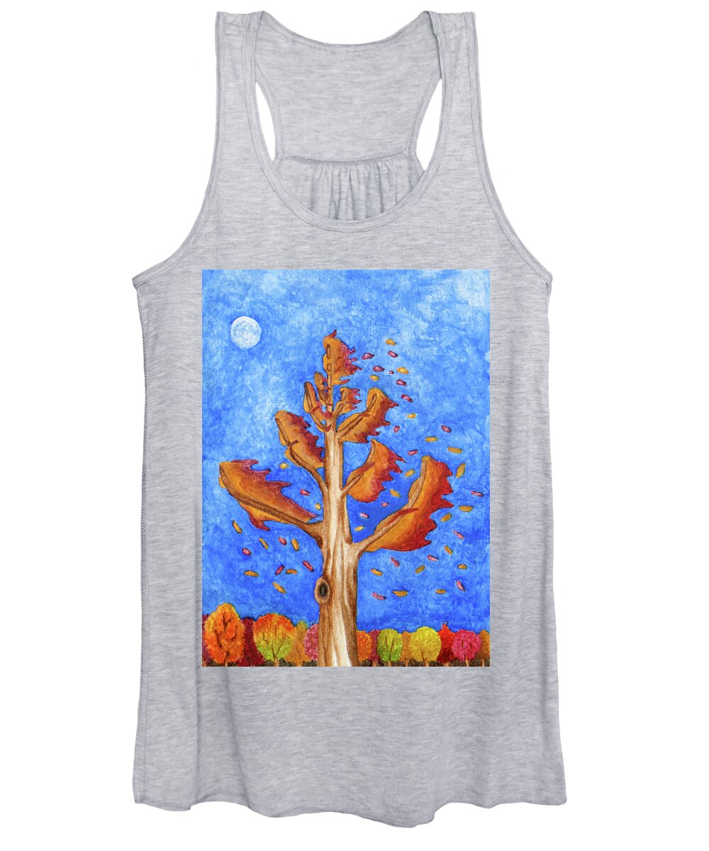 Nature Women's Tank Top featuring the painting Tree in Autumn Wind I by Robert Morin