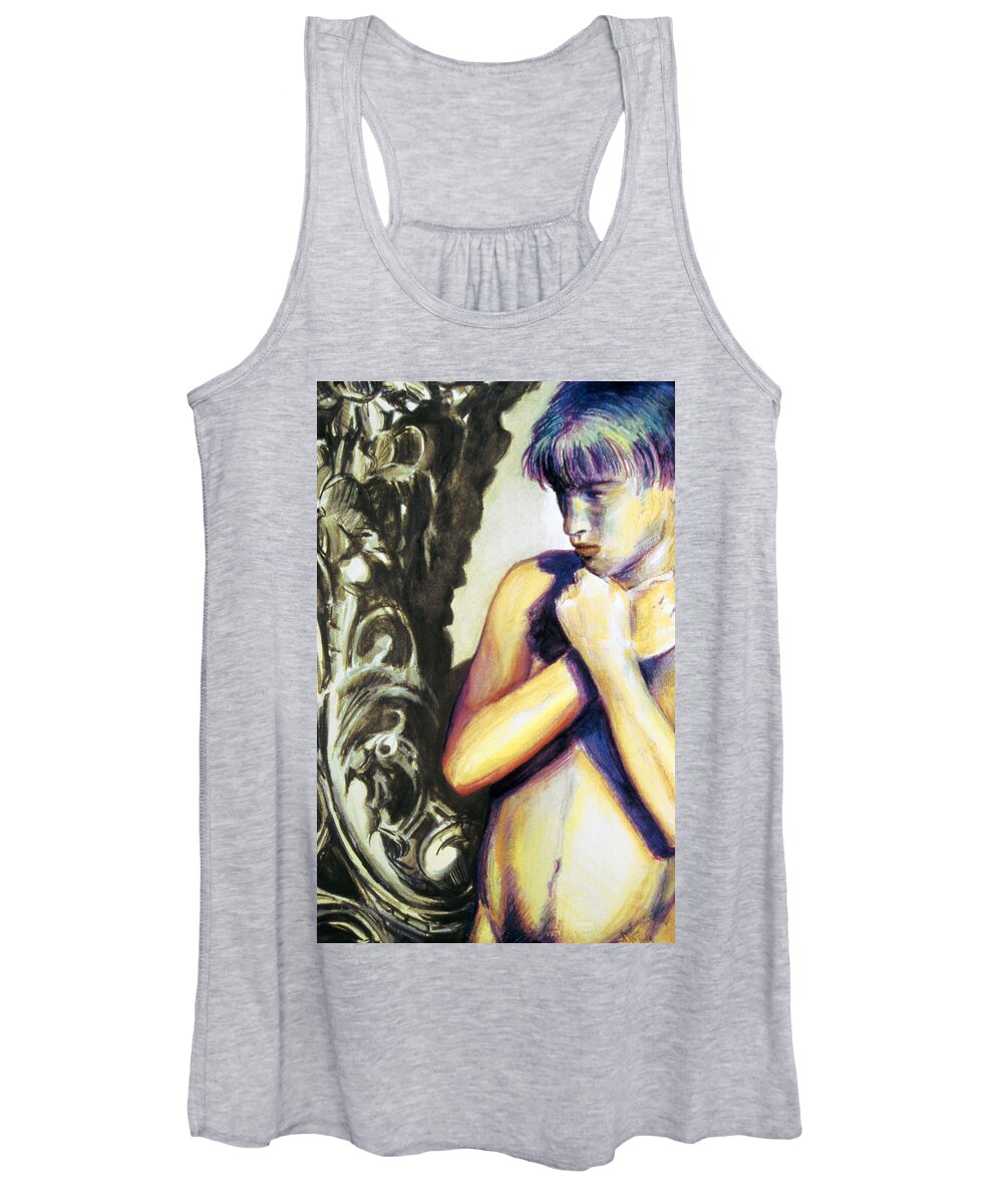 Boy Women's Tank Top featuring the painting Trembling by Rene Capone