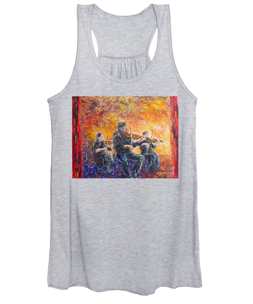 Violin Women's Tank Top featuring the painting Trio Triumph by Linda Donlin