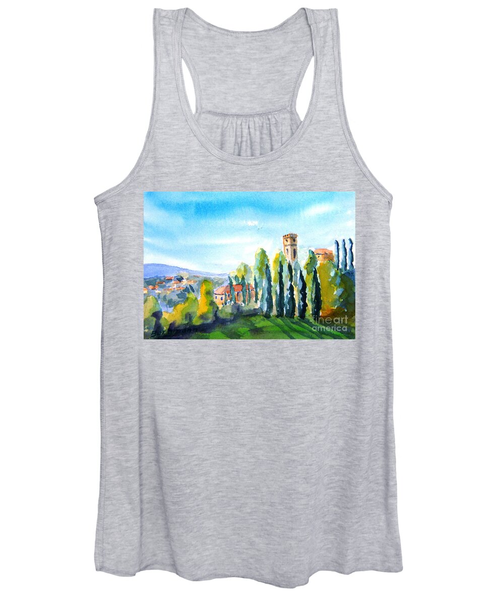 Castle Women's Tank Top featuring the painting Tuscany I by Petra Burgmann