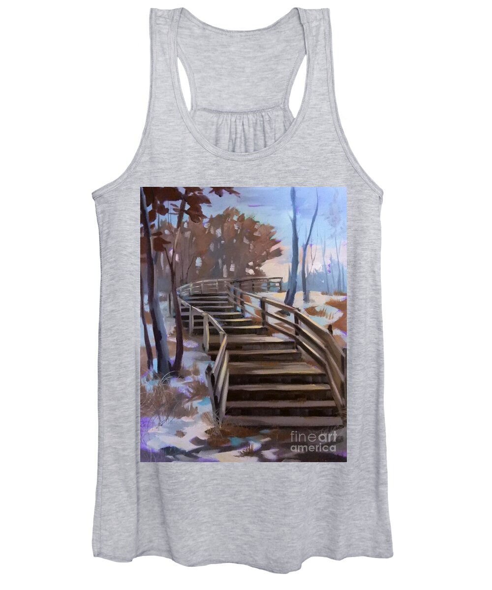 Landscape Women's Tank Top featuring the painting Twilight Stairs by K M Pawelec