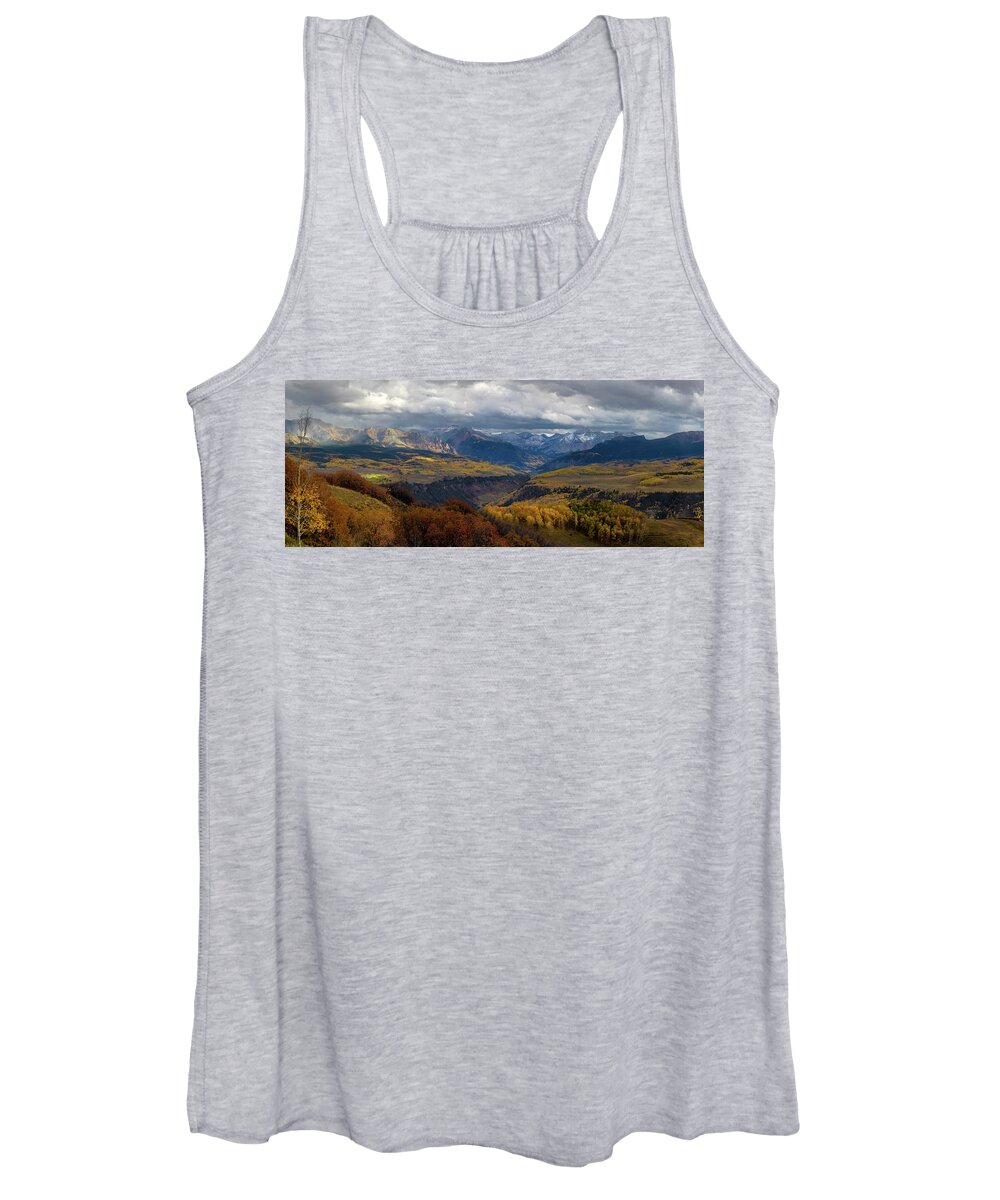 Telluride Women's Tank Top featuring the photograph Uncompahgre Pano Sunset by Norma Brandsberg