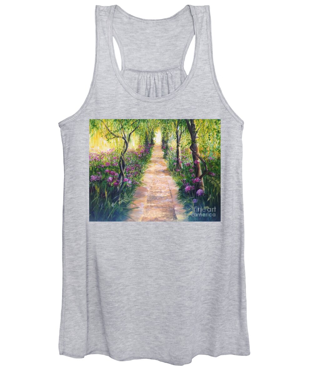 Laburnums Women's Tank Top featuring the painting Under the Laburnums Barnsley House England by Lizzy Forrester