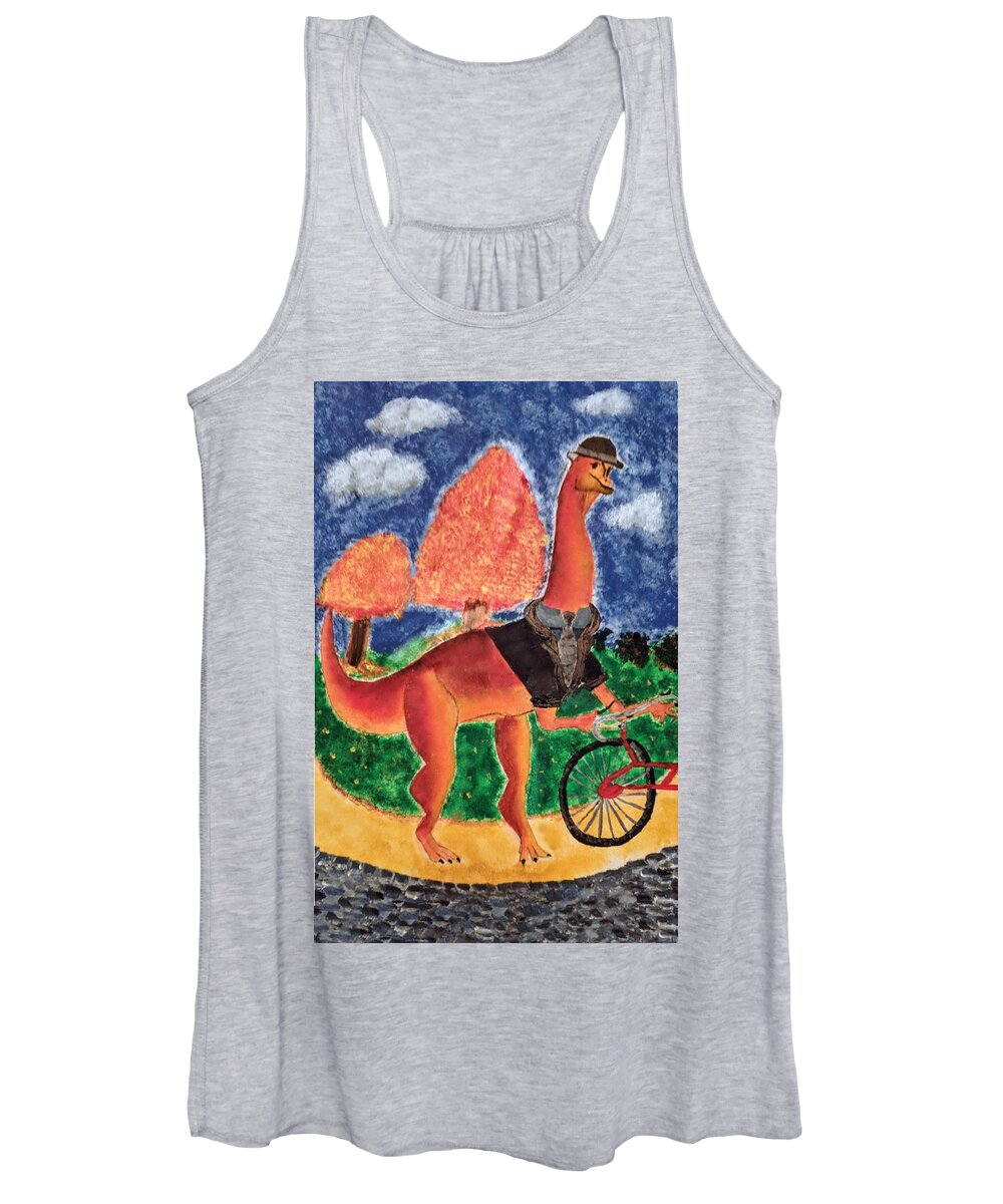 Dinosaur Women's Tank Top featuring the painting Veloci-saurus by Misty Morehead
