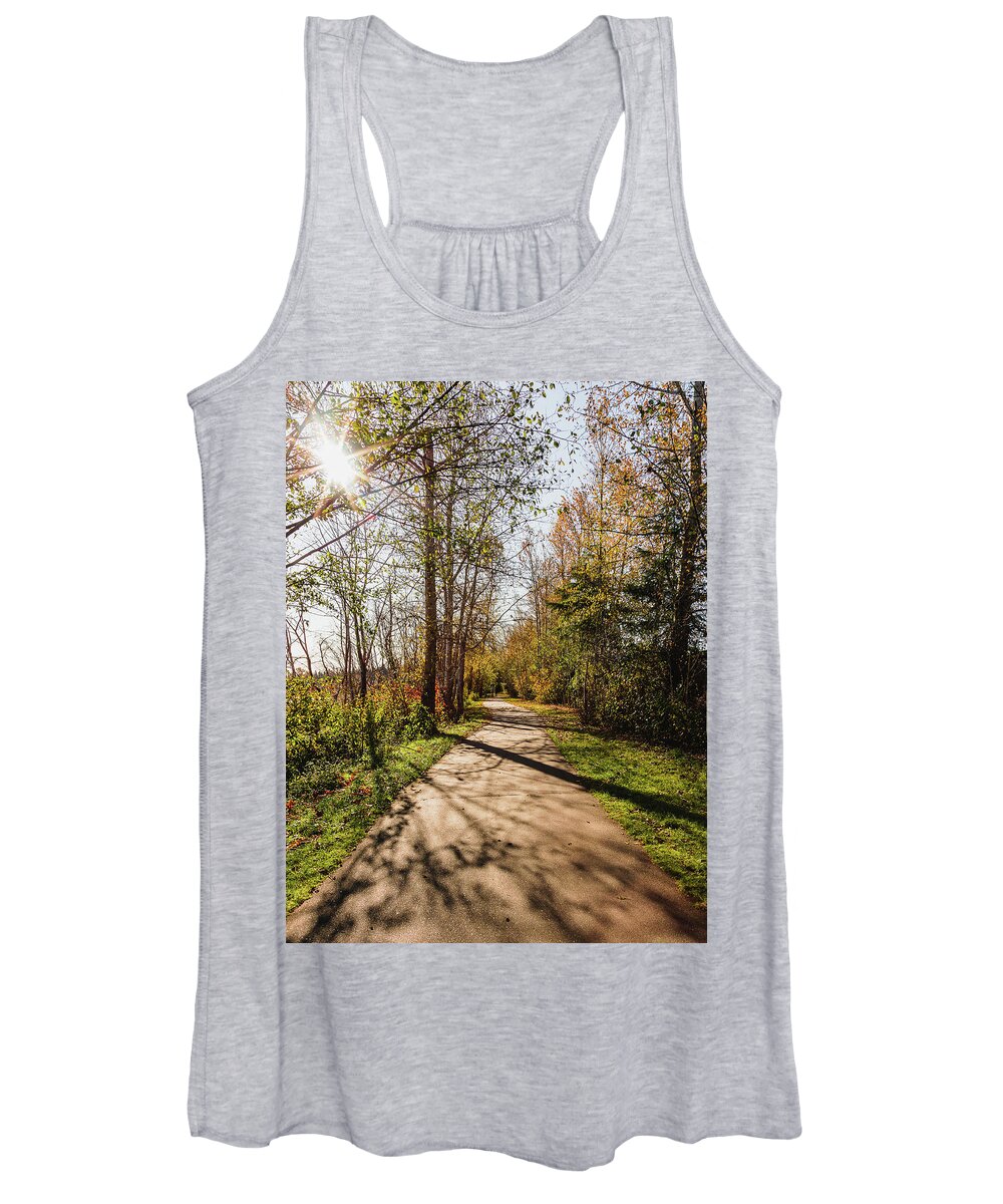 Landscapes Women's Tank Top featuring the photograph Walking In The Shadows by Claude Dalley