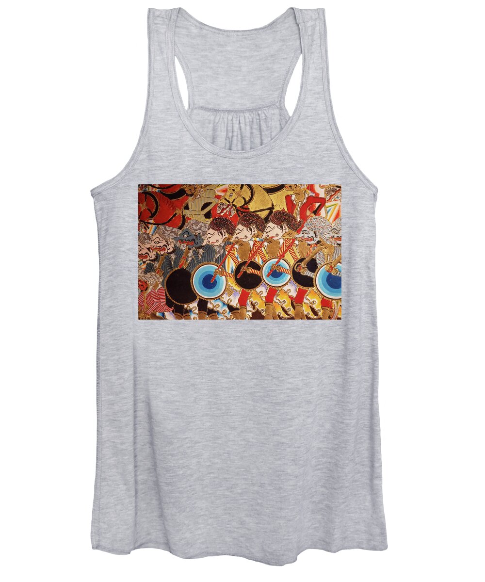 Amsterdam Women's Tank Top featuring the photograph Wayang puppets of Dutch colonial army and Javanese by Steve Estvanik