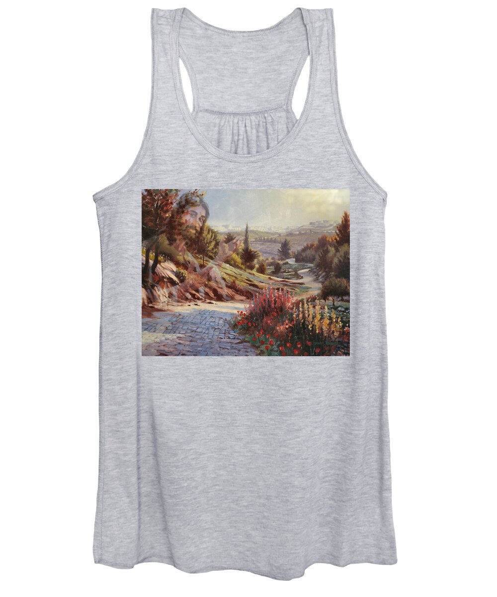Jesus Women's Tank Top featuring the painting We Will Walk in His Paths 2 by Graham Braddock