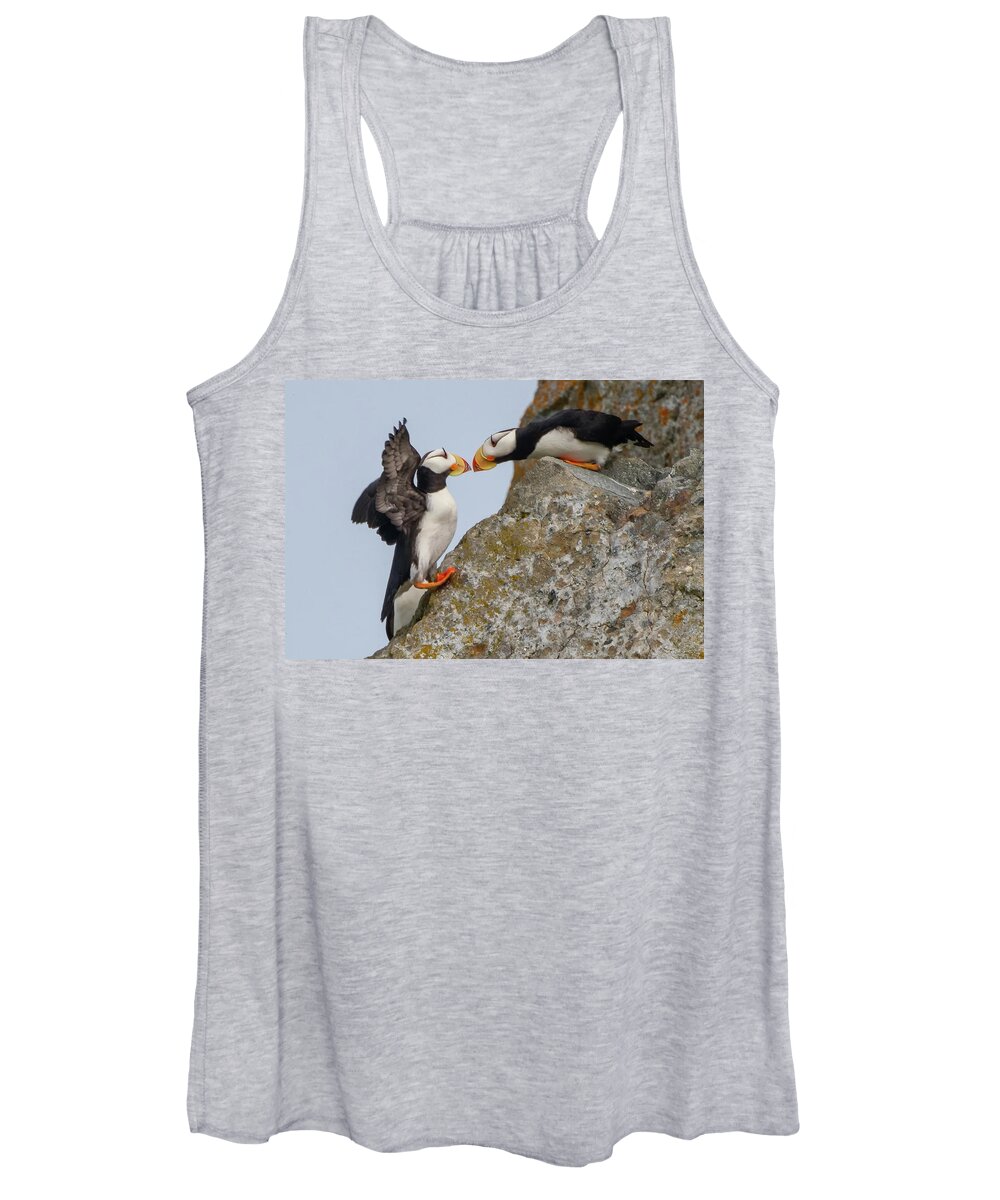 Fratercula Corniculata Women's Tank Top featuring the photograph Welcome home by Mark Hunter