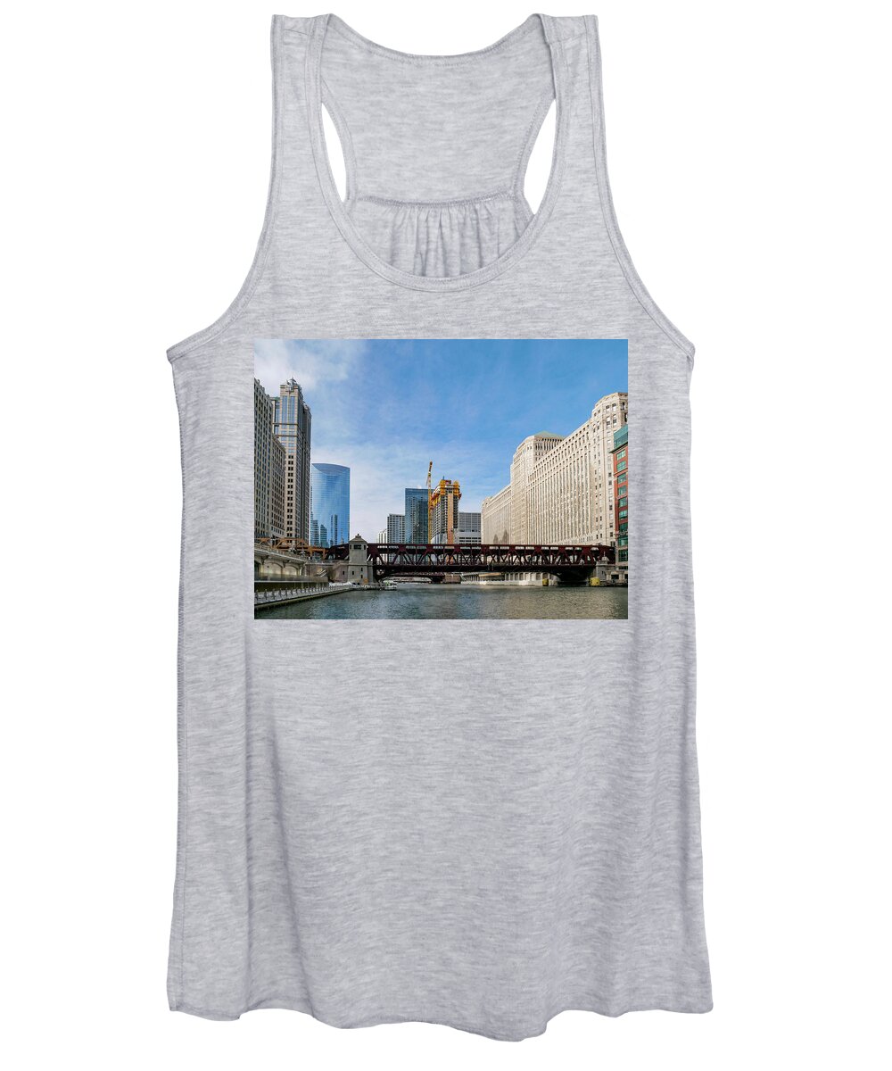 Chicago Women's Tank Top featuring the photograph Wells Street Bridge and Merchandise Mart by Todd Bannor