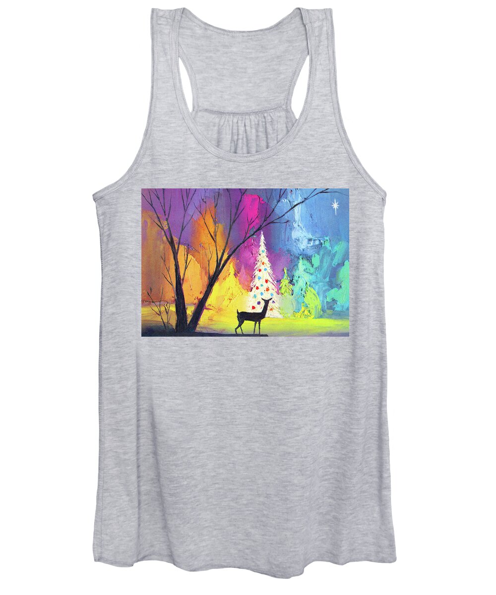 Christmas Women's Tank Top featuring the photograph White Christmas Tree by Munir Alawi