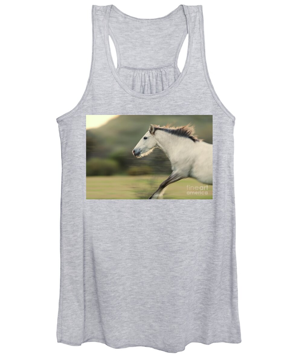 Stallion Women's Tank Top featuring the photograph White Lightning by Shannon Hastings