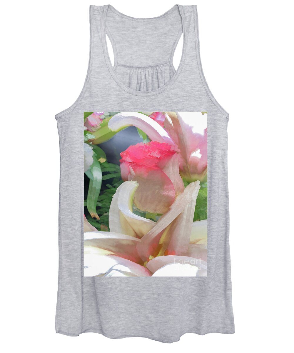 Abstract Women's Tank Top featuring the photograph White Rose Petal Abstract by Phillip Rubino