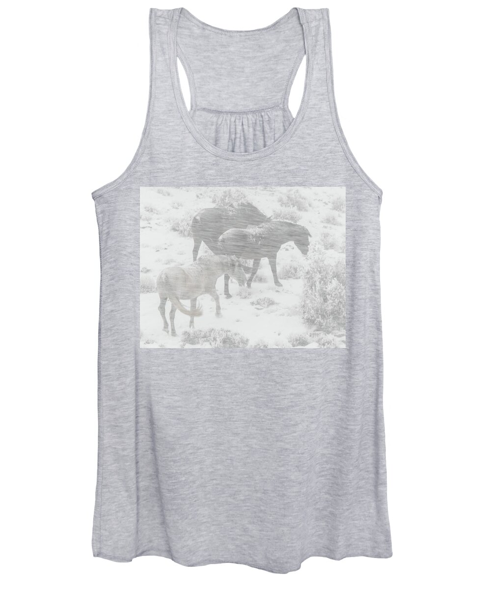 Horse Women's Tank Top featuring the photograph Winter's Icy Blast  by Kent Keller