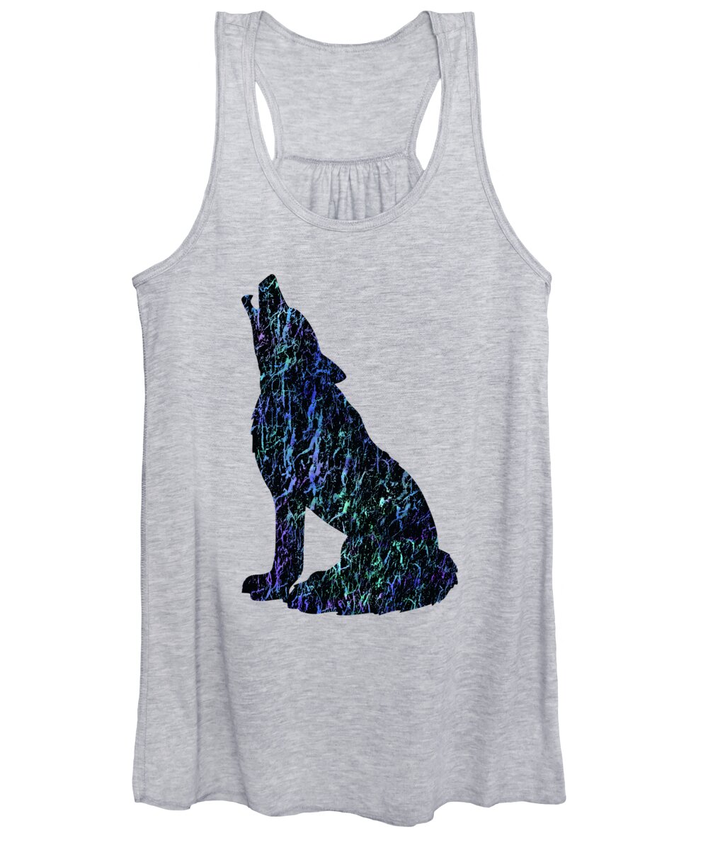 Wolf Women's Tank Top featuring the photograph Wolf Watercolor Painting by David Millenheft