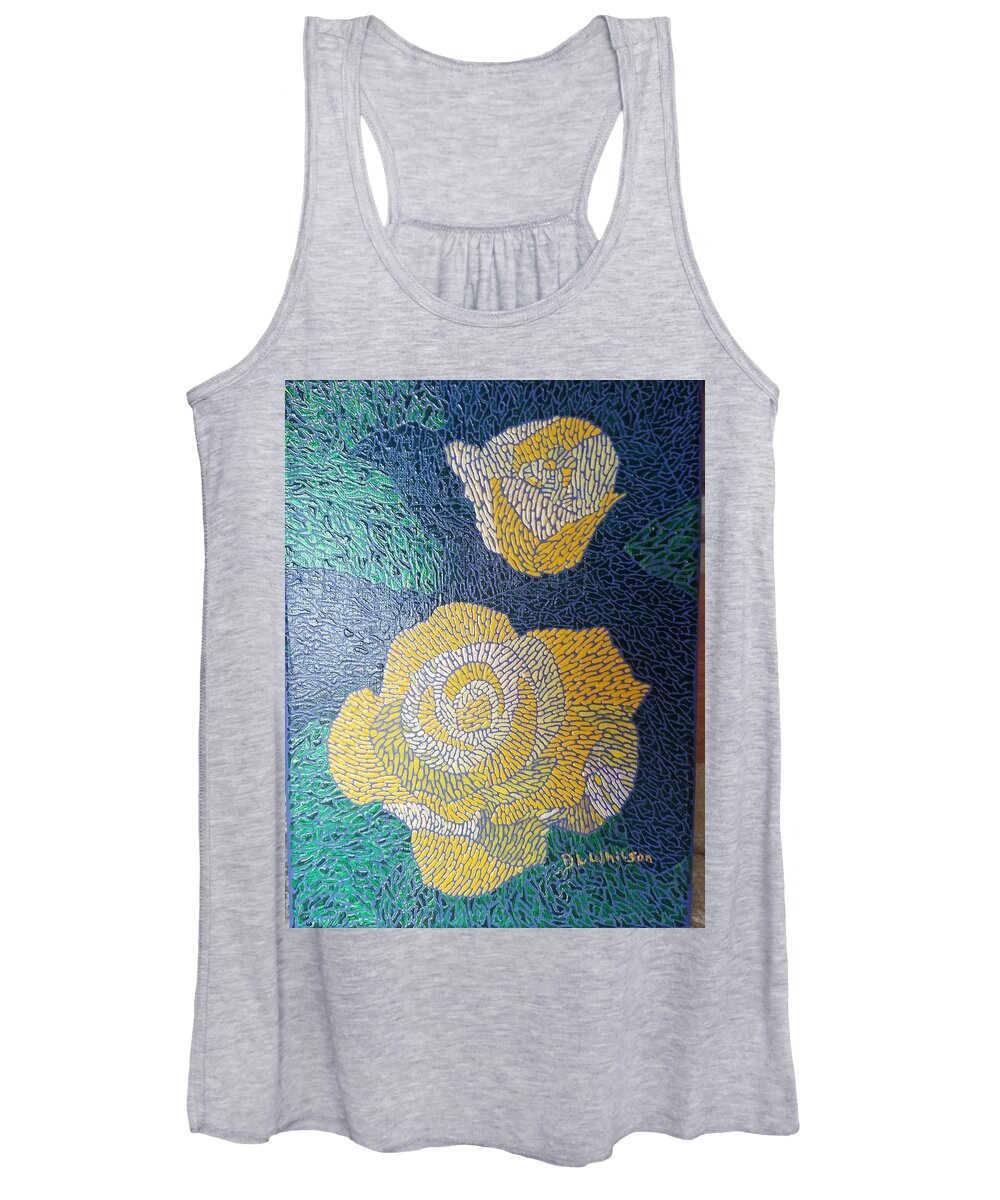 Rose Women's Tank Top featuring the painting Yellow Rose by DLWhitson