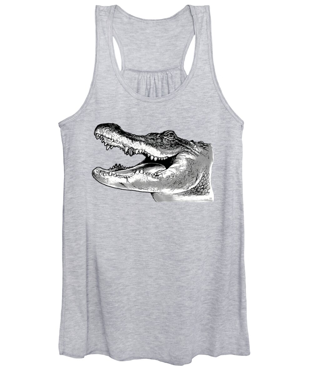 American Women's Tank Top featuring the drawing American Alligator #1 by Greg Joens