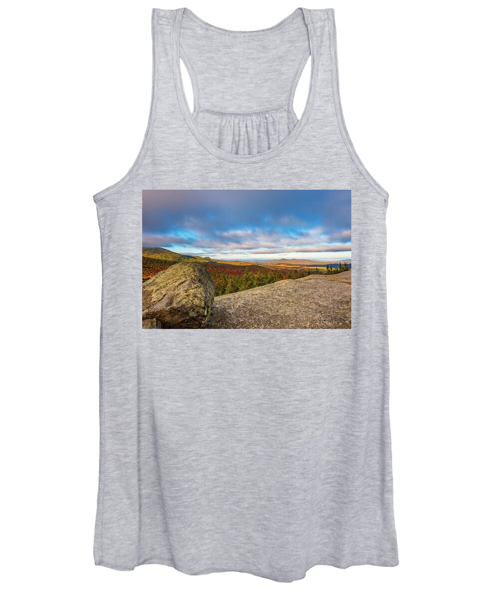 New Hampshire Women's Tank Top featuring the photograph Autumn Erratic, Middle Sugarloaf. #1 by Jeff Sinon