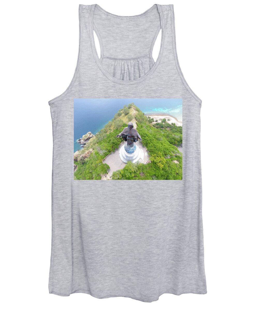 Travel Women's Tank Top featuring the photograph Cristo Rei of Dili statue of Jesus #1 by Brthrjhn2099