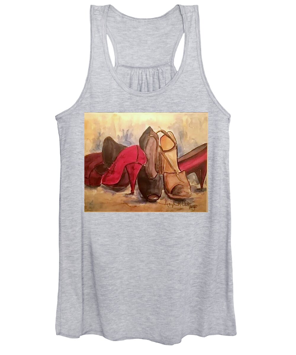  Women's Tank Top featuring the painting Dress shoes by Angie ONeal