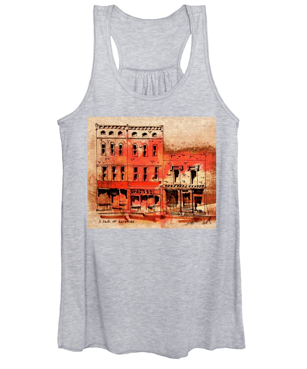 Architecture Women's Tank Top featuring the drawing Fine Dining #1 by William Renzulli