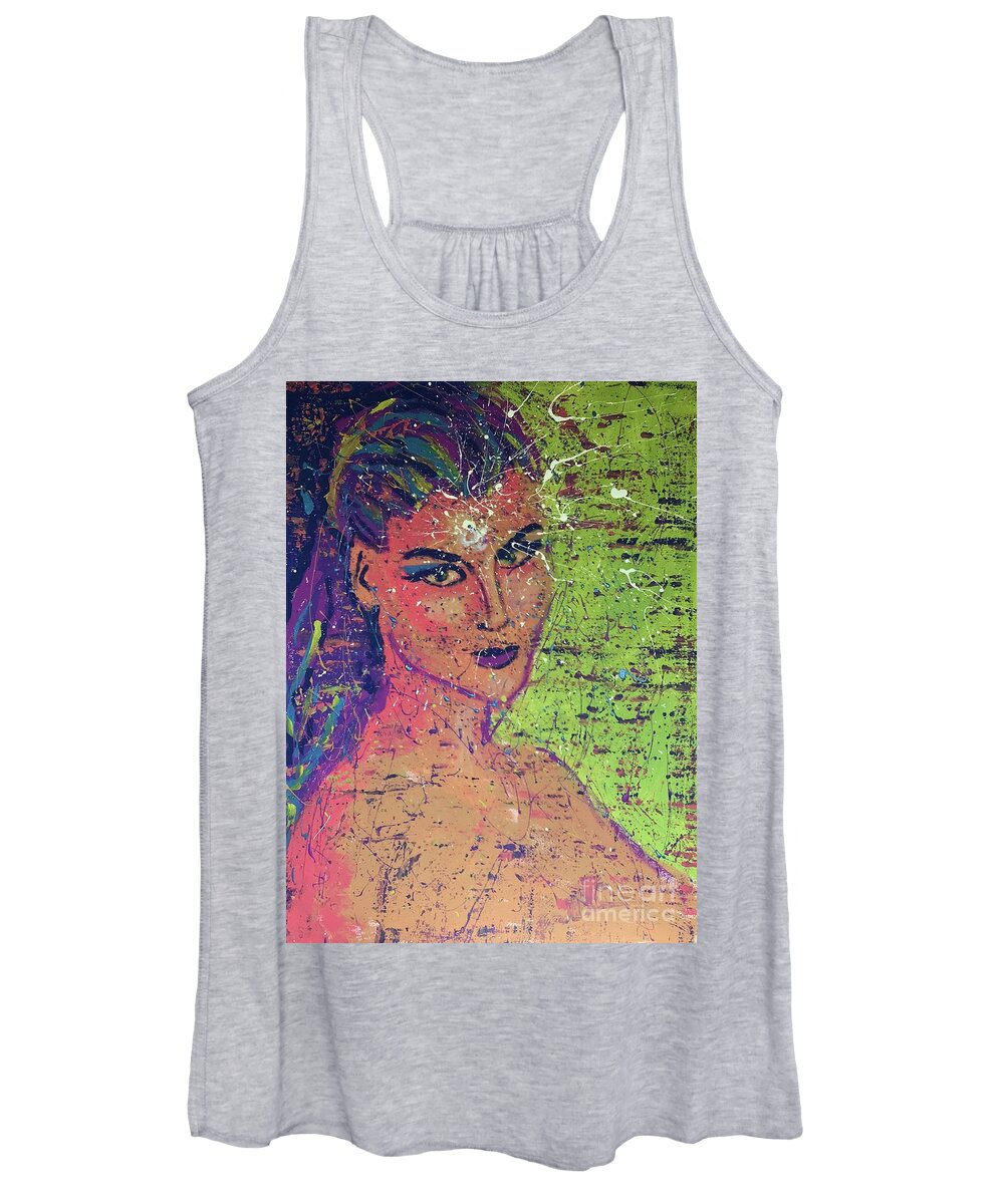 Angel Women's Tank Top featuring the painting I am with you #1 by Monica Elena
