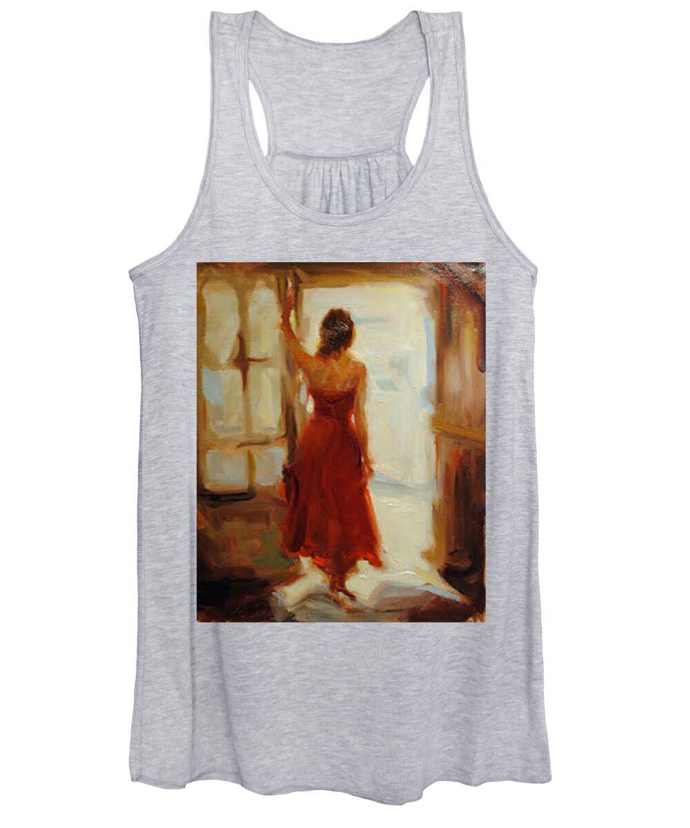 Lady In Red Women's Tank Top featuring the painting Lady In Red by Ashlee Trcka