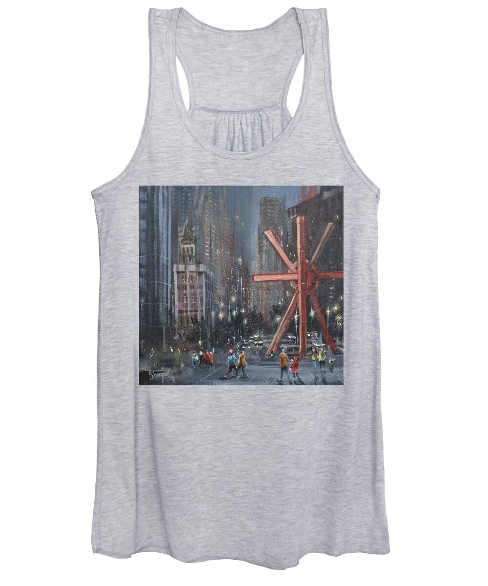 Milwaukee Women's Tank Top featuring the painting Milwaukee Sculpture by Tom Shropshire