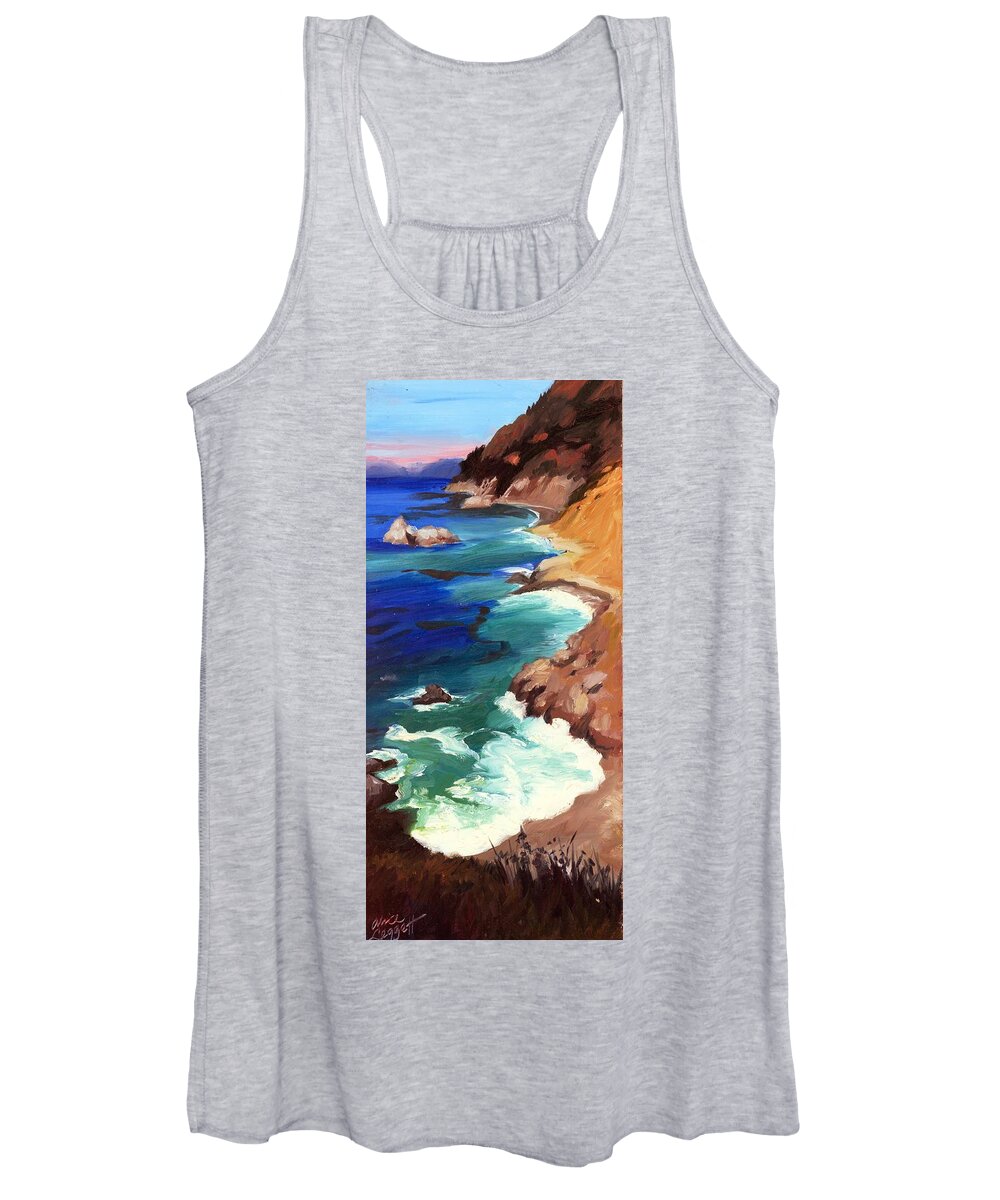 Cliff Women's Tank Top featuring the painting Ocean View at Big Sur #1 by Alice Leggett