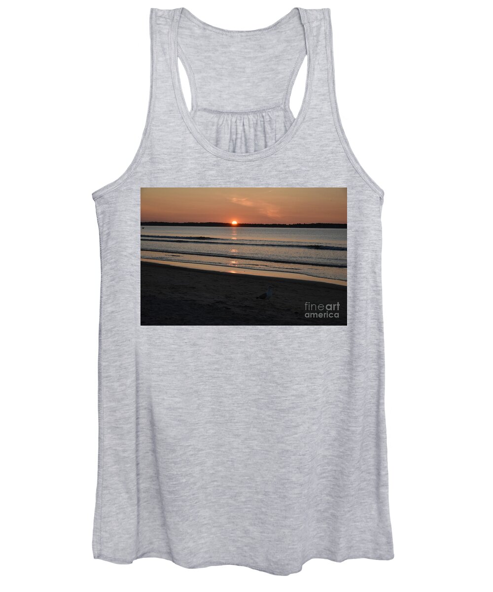 #maine. #old Orchard Beach Women's Tank Top featuring the photograph Old Orchard Beach Sunrise #1 by Cornelia DeDona